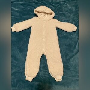 Little Planet Sherpa Bunting / Jumpsuit, size 24 months, cream